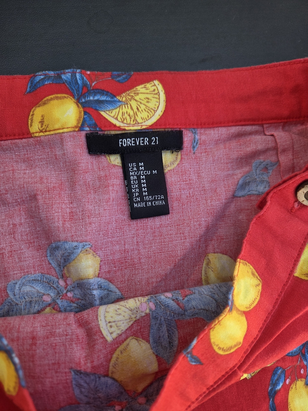 Forever 21 Red Lemon Print Button-Up - Picture 3 of 17